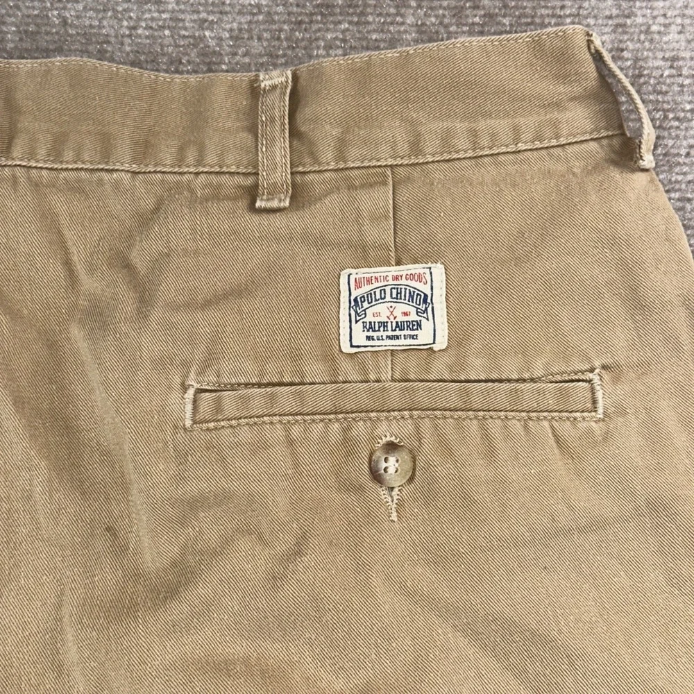Polo Ralph Lauren Mens 38 Khaki Tan Pleated Chino Shorts 100% Cotton Made in USA